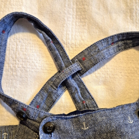 Janie and Jack boys 18-24 months overalls chambray lined, stars & anchors VGUC - Picture 9 of 11